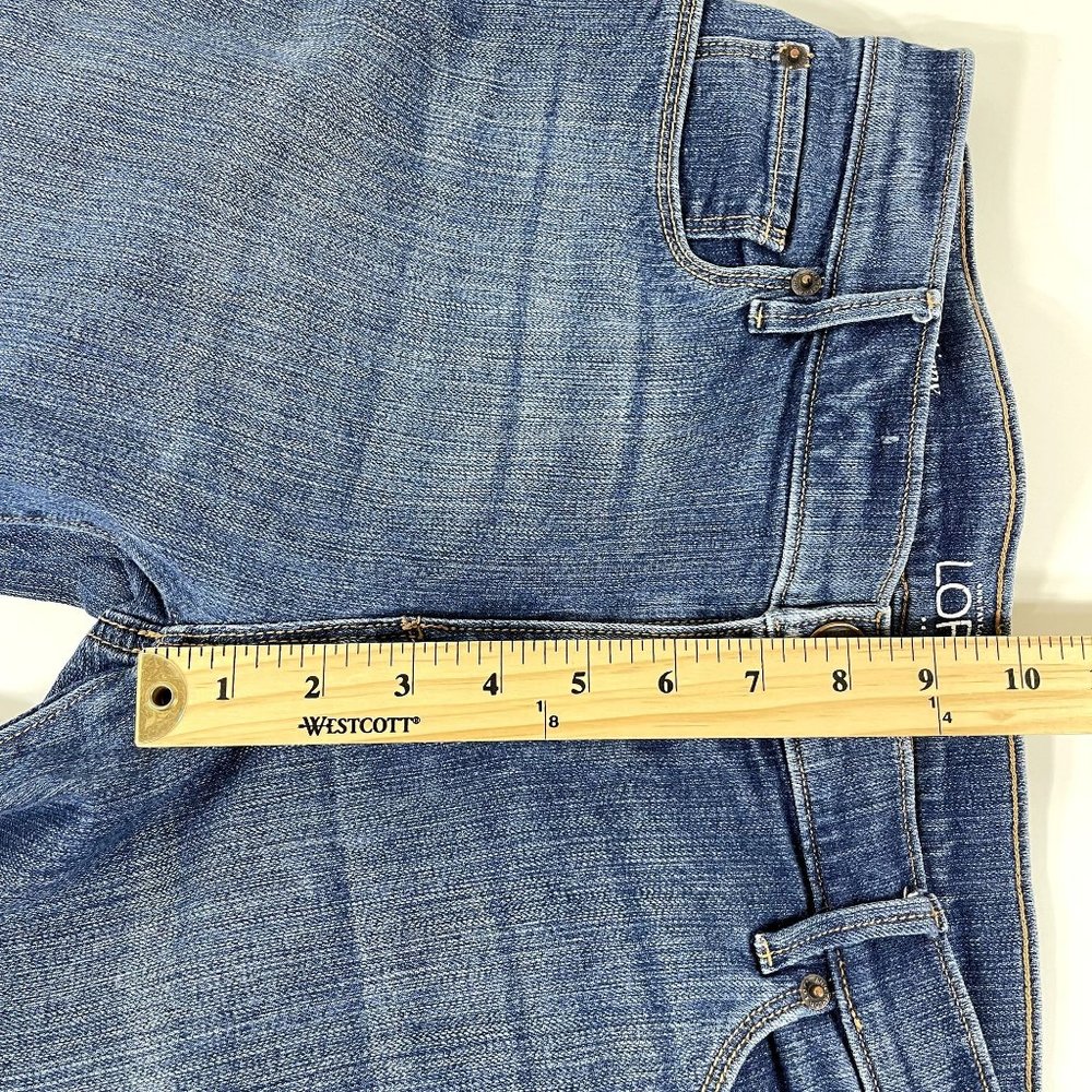 LOFT Ann Taylor Blue Relaxed Skinny Straight Leg Jeans Whiskered Size 4 - Picture 7 of 8